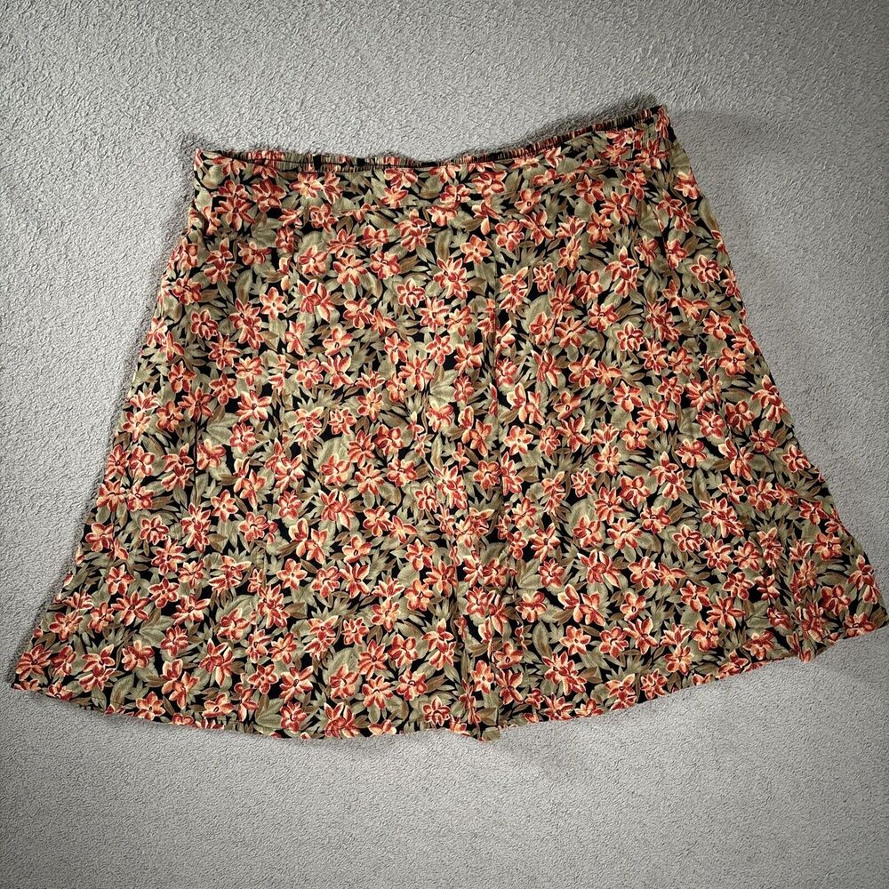 Sag Harbor Women's Size L 90s Floral Skirt‎ Earth Tones Forest Fairy Grunge Boho